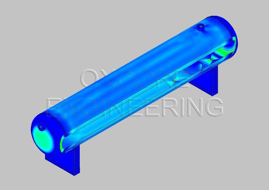 FEA von Mises stress analysis of a pressure vessel